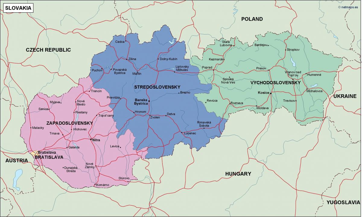 スロバキア州地図